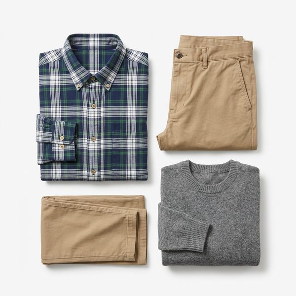 Camisa, chinos y suéter de caballero